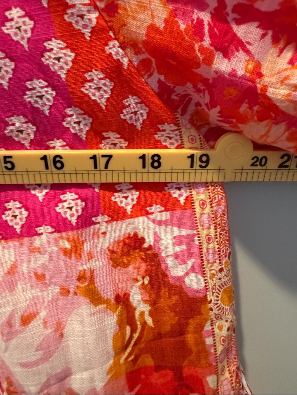 Gigio Cotton Patchwork Puff Sleeve Pink V-Neck Mini Dress - Picture 7 of 7